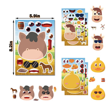 24 Sheets Farm Animals Stickers Make A Face Stickers For Kids Diy Farm Sticker Sheets For Girls Children Farm Birthday Party Goodie Bags Stuffers Party Favors Exchange Gifts