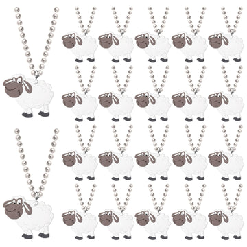 KeeStar 24 Pack Sheep Necklace Party Favors for Farm Animal Baby Shower, Barnyard Themed Party, Birthday, School Carnival Reward