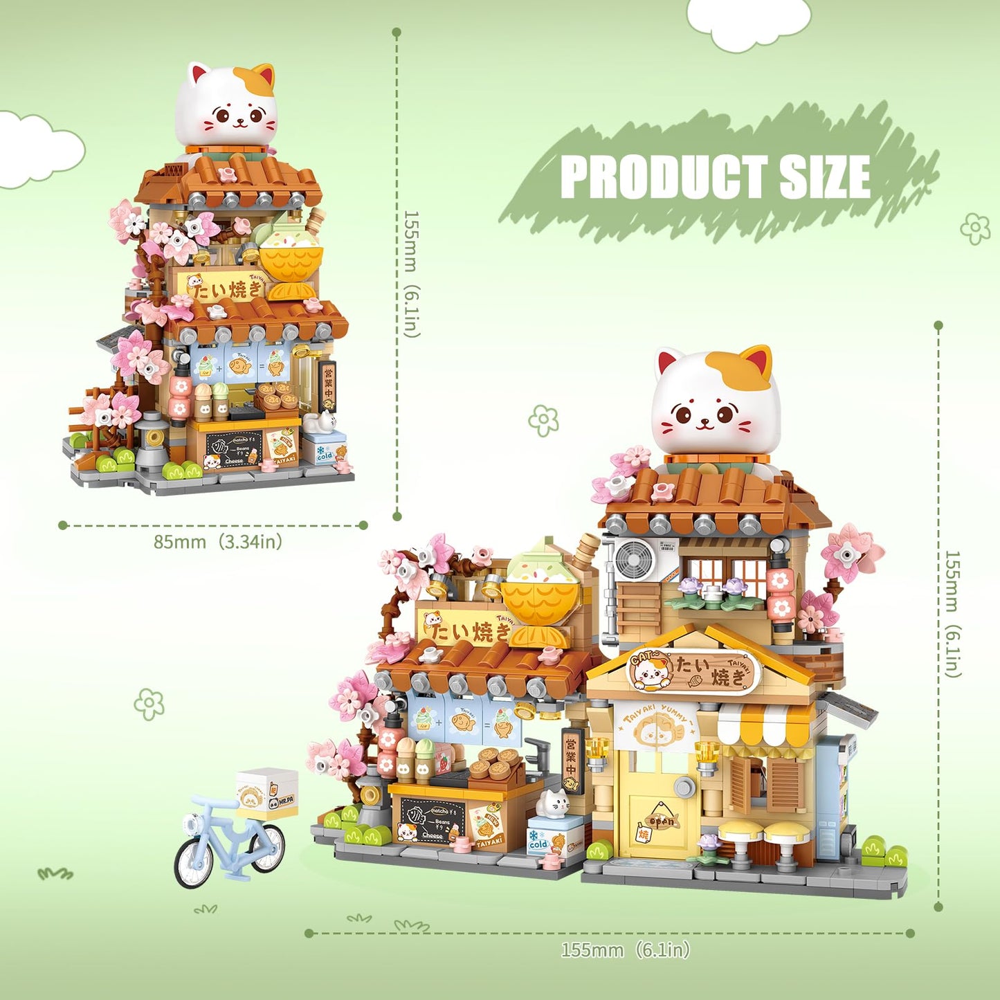 Japanese Street View Taiyaki Shop Mini Building Blocks for Girls 6-12  MOC Creative Building Toys Cute Panda Building Set  Simulation Architecture Construction Toy  Gift Idea for Kids mature-themeds (923 PCS)