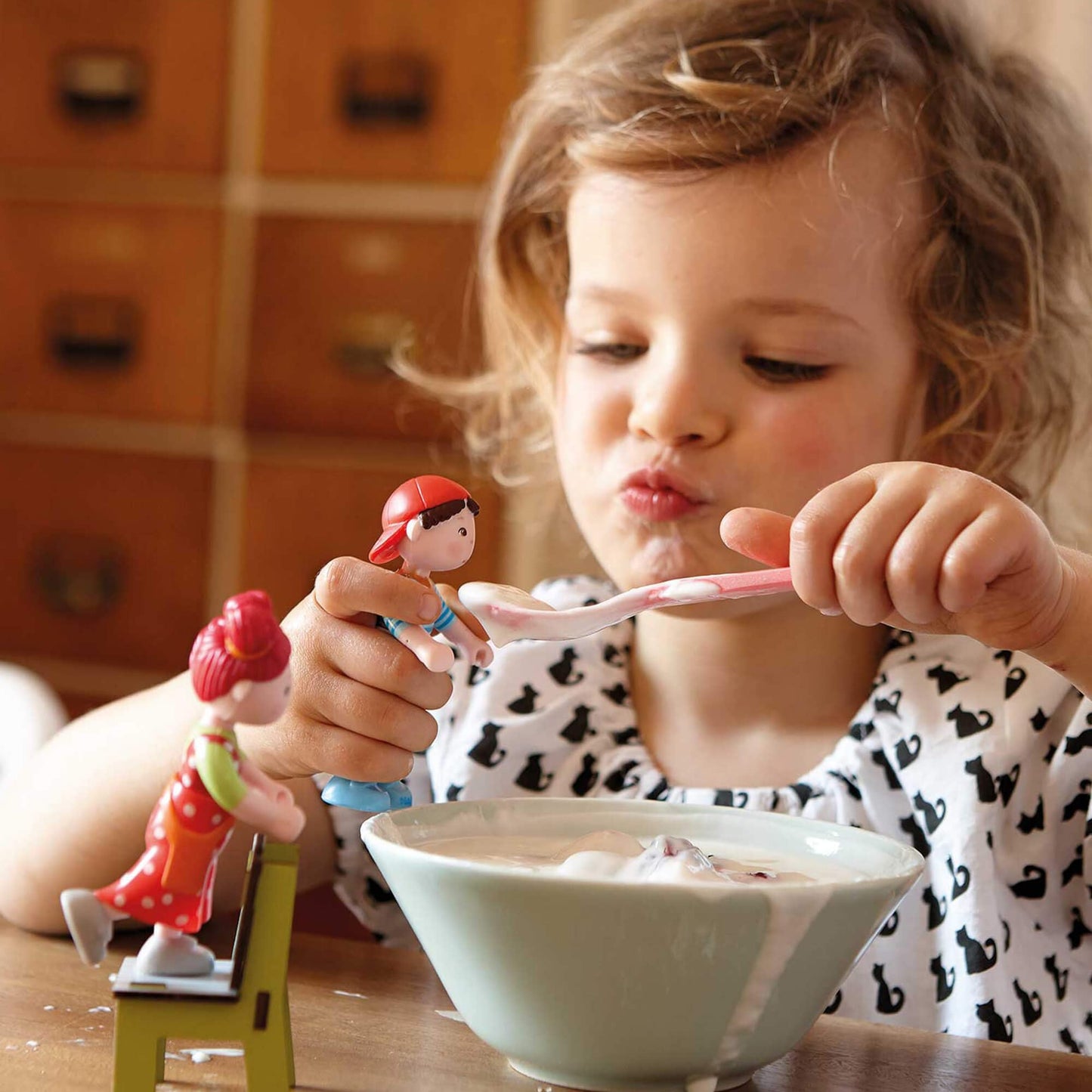 HABA Little Friends Matze - 4 Boy Dollhouse Toy Figure with Blue Overalls and Red Cap