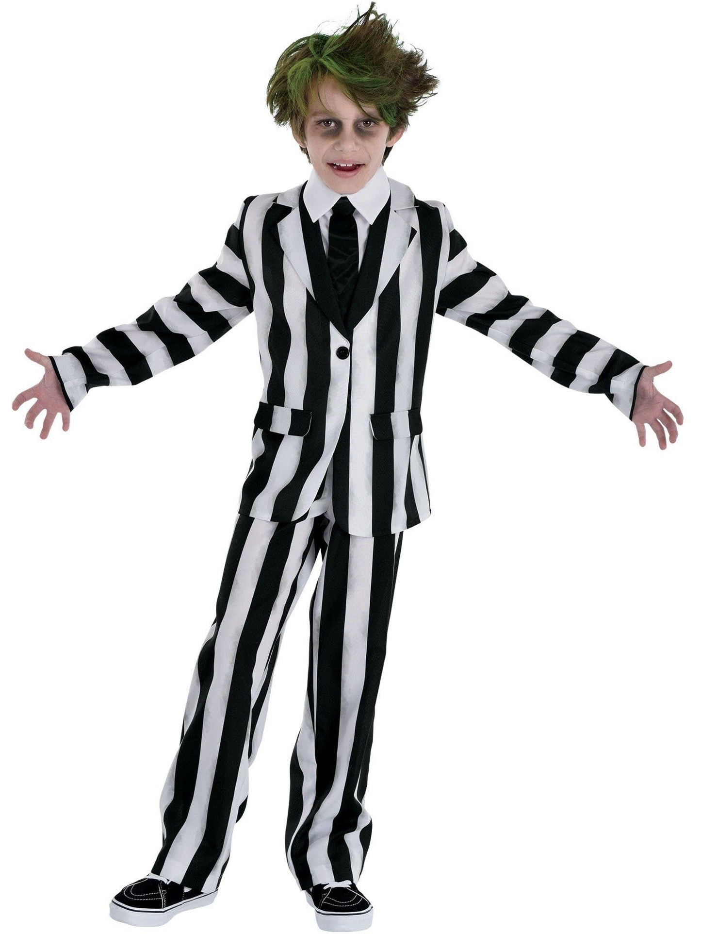 Party City Beetlejuice Costume For Boys - Costume Includes Jacket With Attached Shirt & Tie And Pants - Costumes For Halloween, Birthday Parties, & Themed Events Multi
