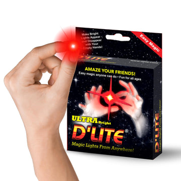 D'lite Magic Thumb Lightup Trick Set / 2 Original Amazing Ultra Bright Light Magic Fingers - Closeup & Stage Magic Tricks - Easy Illusion Anyone Can Do It - Magic Trick for mature-themeds (Jumbo Red)