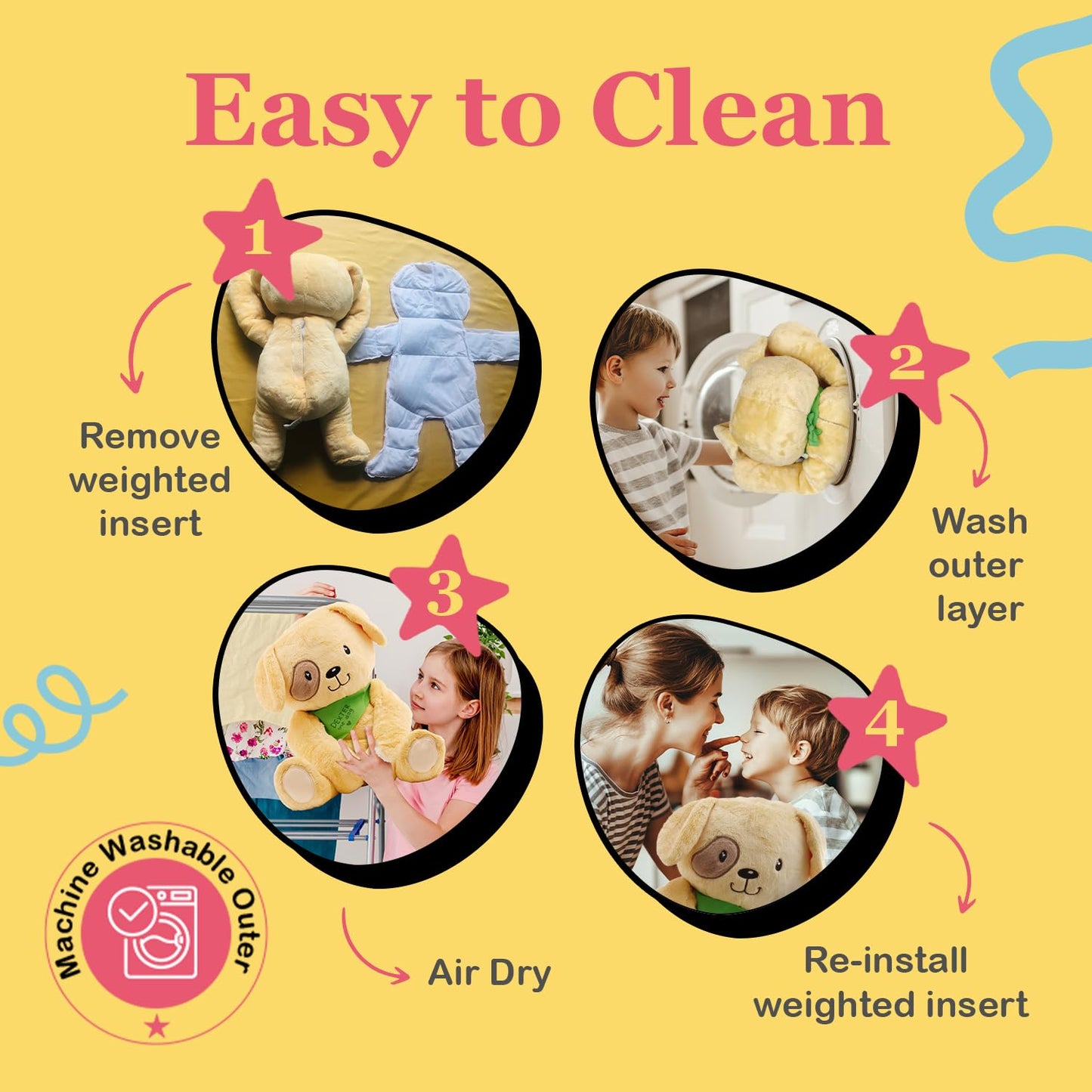 Lilly's Love 5lb Weighted Stuffed Animal - Dexter The Dog, Machine Washable, Sensory Plush for Kids & Adults, Calming Anxiety Relief