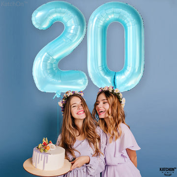 Giant Light Blue 0 Balloon Number - 40 Inch | 0 Foil Balloon | Light Blue Zero Balloon For Ocean Theme Birthday Party Supplies | 0 Mylar Light Blue Number Balloon | Zero Mylar Birthday Decorations