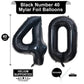 40 Inch Black 40 Number Balloons Giant Jumbo Huge 40 Foil Mylar Helium Number Digital Balloons Black Birthday Mylar Digital Ball