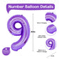 40 Inch Purple Number Balloons, Giant Self Inflating Foil 9 Years Old Birthday Number Balloon For Girls, 9 Balloon Mylar Helium
