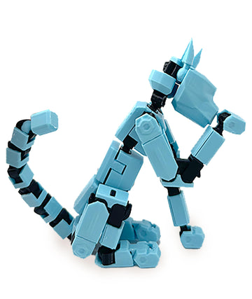 T13 Action Cat Set - 3D Printed Multi-Jointed Movable Action Cat Robot, Desktop Decoration, Action Figure (Orange)