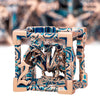ARUOHHA Hollow DND Dice Set Copper Blue 5-Headed Dragon D and D Dice with Gift Box, Dungeons and Dragons Role Playing Games 7PCS
