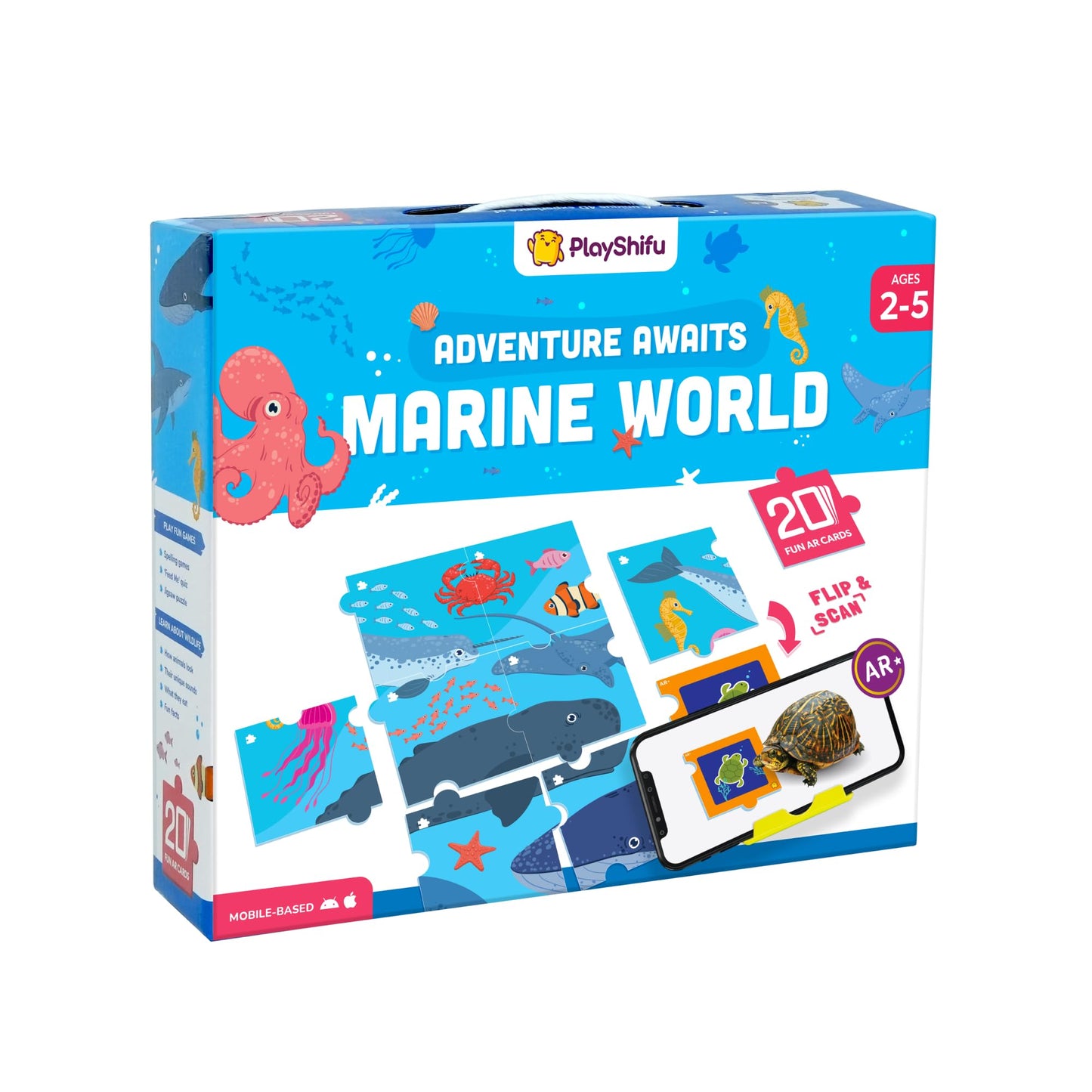 Shifu Play 20 Underwater Animals Flashcards For Kids  Boost Problem Solving Skills With 4D Educational ArPowered Stem Fun Lear