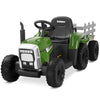 Kidzone 12V7AH enhanced Version w/EVA Treaded Tires Dual 35W Motors Boost Power Torque Remote Control Electric Tractor w/Trailer Toddler Ride On Toy 3-Gear-Shift  7-LED Lights Bluetooth  Dark Green