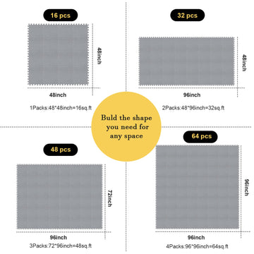 Shihanee Foam Floor Baby Tiles Foam Floor Mats Play Mats Bulk With Borders Interlocking For Kids Baby Playroom Nursery Gym (Gray
