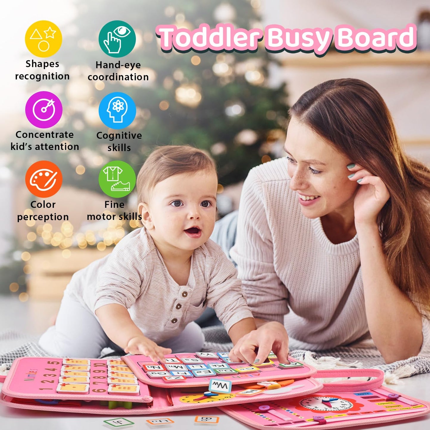 Ssoza Montessori Busy Board - Busy Board For Toddlers 3-5 Years Old - Toddler Learning Activities For Travel, Road Trip - Educat