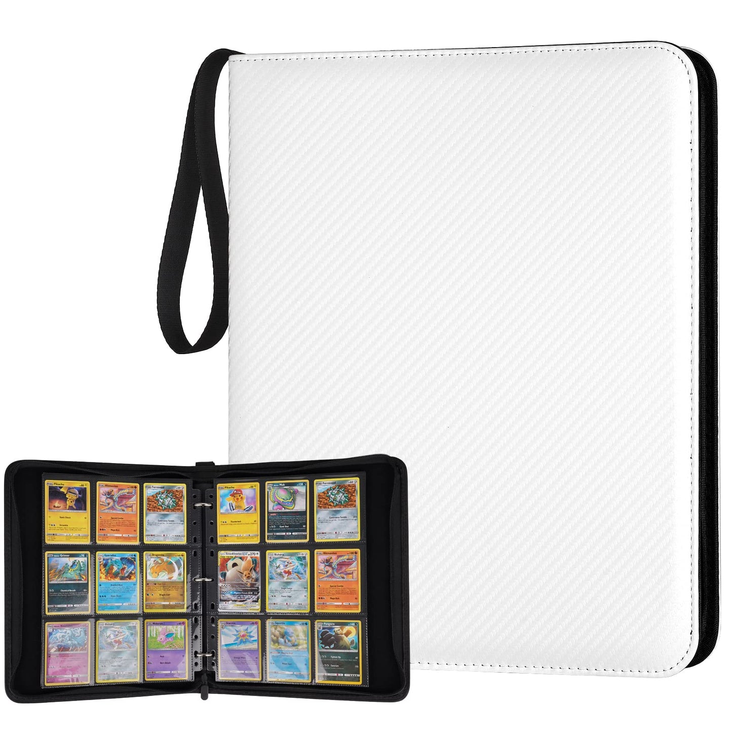 GERMUN 9 Pocket Card Binder  enhanced Zip Trading Card Binder  720 Double Sided Pocket PU Card Collection Binder  Collector Card Album  Card Folder for MTG  TCG  Sports Cards  Game Cards (White)