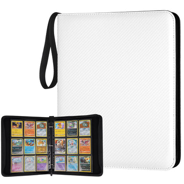 GERMUN 9 Pocket Card Binder  enhanced Zip Trading Card Binder  720 Double Sided Pocket PU Card Collection Binder  Collector Card Album  Card Folder for MTG  TCG  Sports Cards  Game Cards (White)