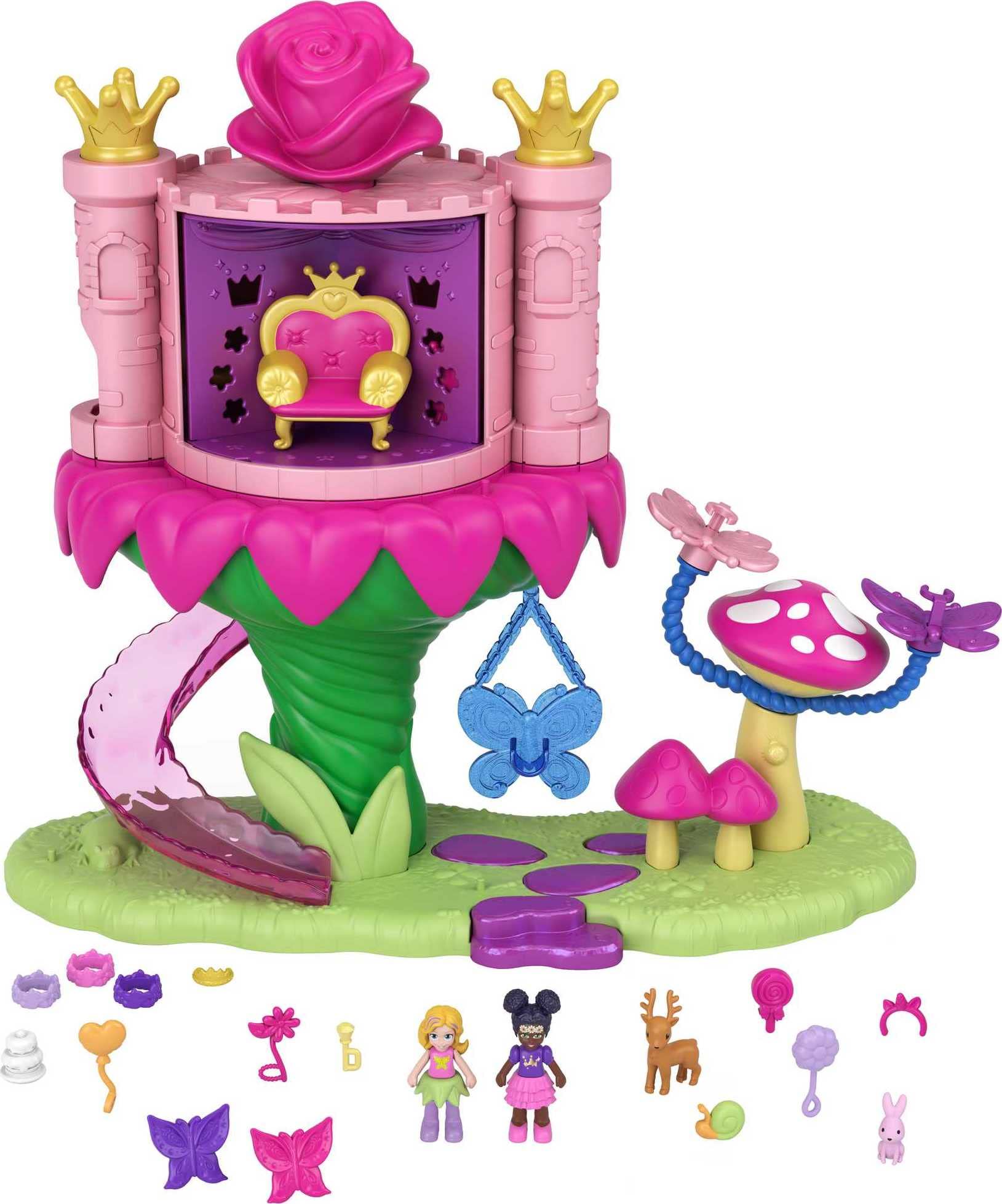 Funlang Boost Ride Polly Pocket Playset, Rainbow Funland Fairy Flight Ride With 2 Dolls ...