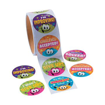 Fun Express Growth Mindset Stickers - 1 Piece - Educational and Learning Activities for Kids