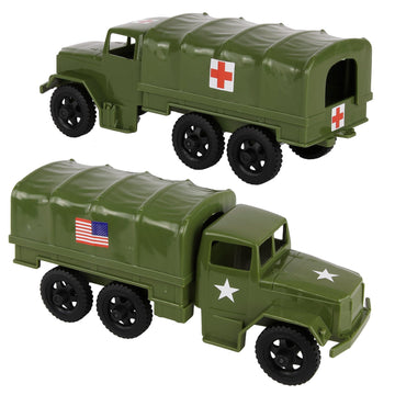 TimMee Plastic Army Men Trucks - OD Green M34 Deuce and a Half Cargo Vehicles US Made