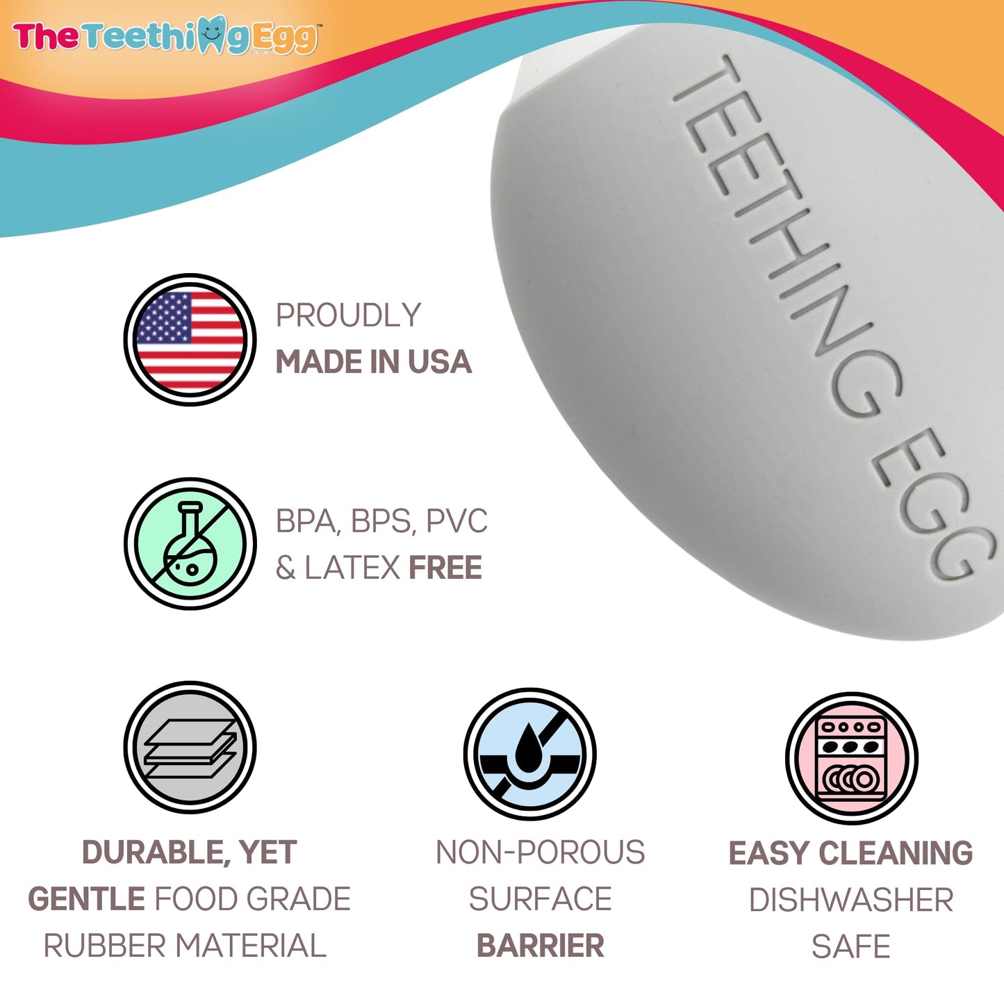 The Official Teething Egg Baby Teether - Infant Development Toys, Teether for 3, 4, 6, 12 Up to 18 Months Old Boy or Girl, Senso