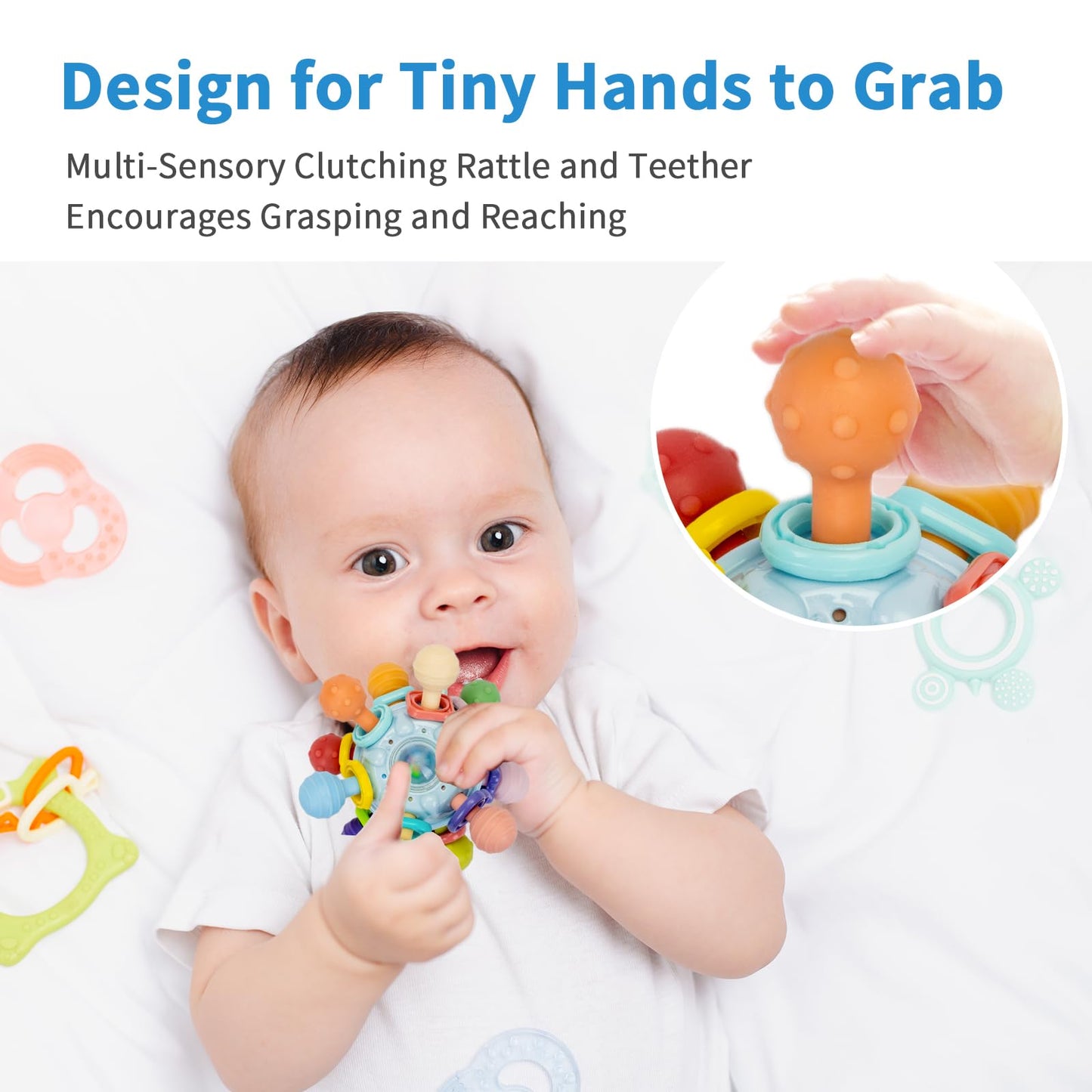 Accevo Baby Teething Toys Silicone Baby Teether Toys For 6-12 Months Chew Toys For Sucking Needs, Baby Teether For Soothing Sore