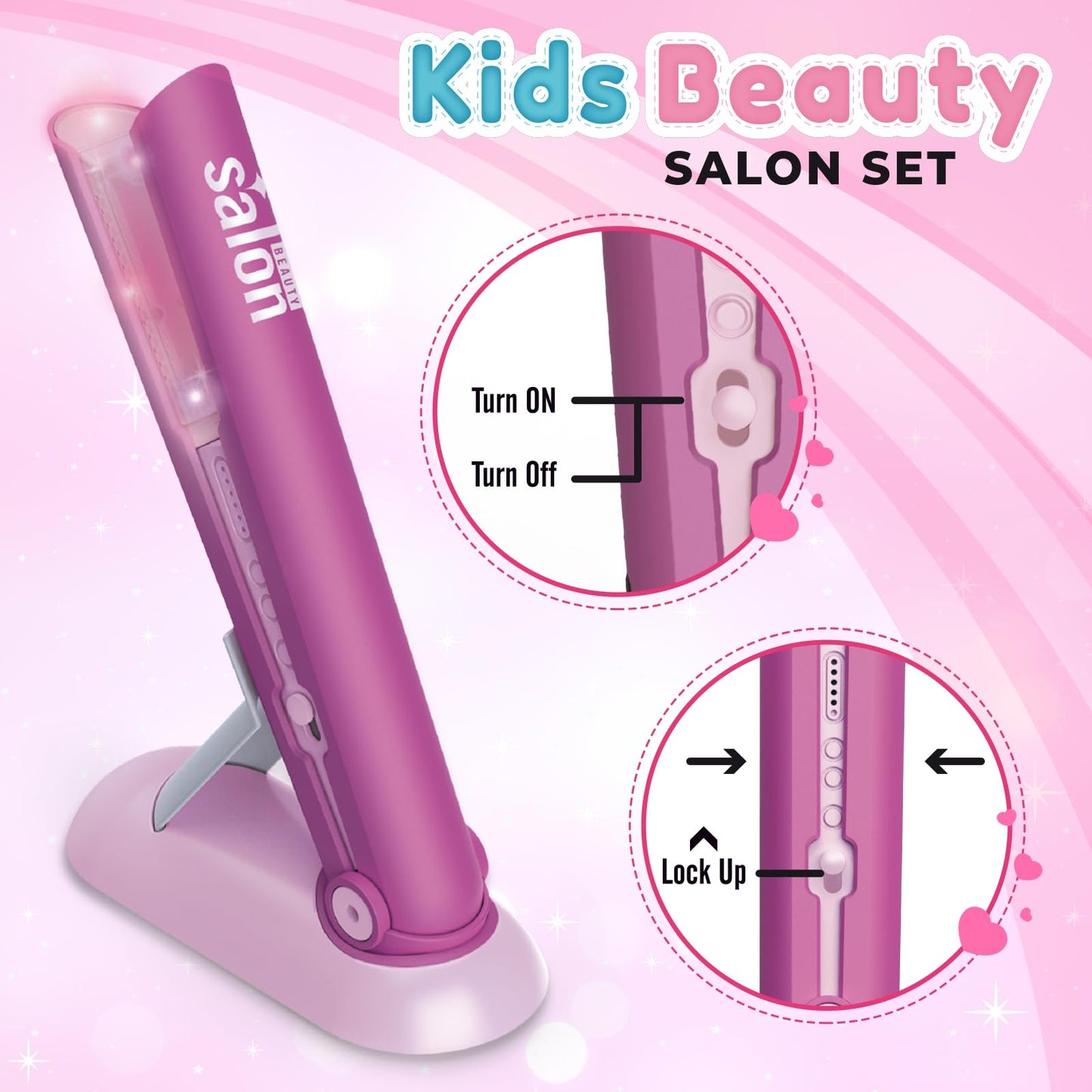 Girls Beauty Hair Salon Toys For Girls, Pretend Play Hair Stylist Toy Kit With Hairdryer, Pretend Play Hair Styling Toy Playset