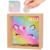 Piggy Bank Girls, Wooden Piggy Bank For Kids Unicorn Money Bank Coin Bank With Diy Letter Stickers,Rainbow