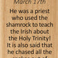 Autom St Patrick Miniature Saints Block, 2 3/4 Inches