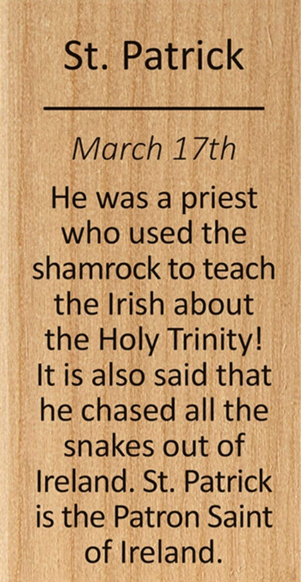 Autom St Patrick Miniature Saints Block, 2 3/4 Inches