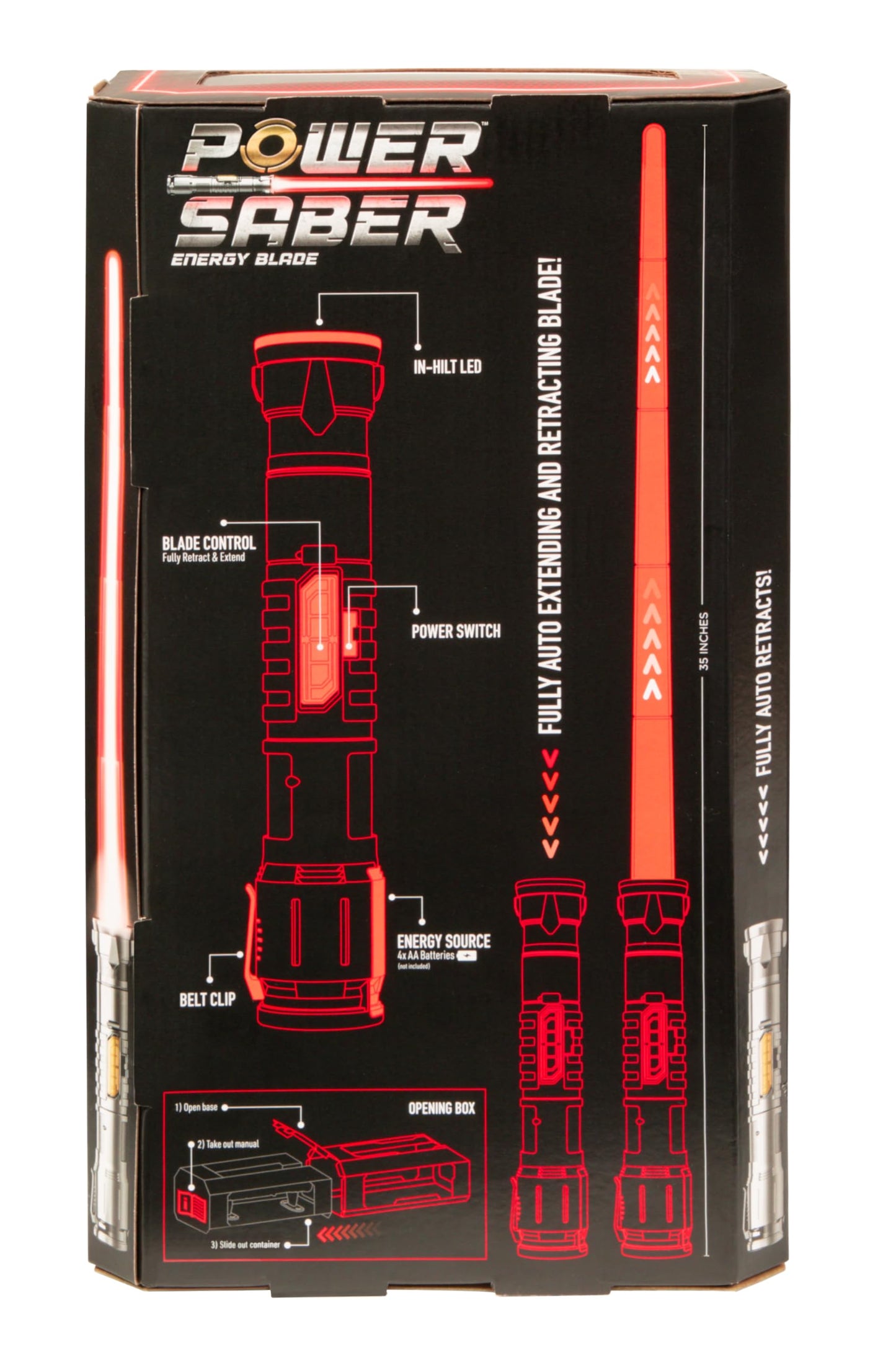 Goliath Power Saber Energy cutting edge Red | First Ever Automatic Saber | Auto Extending & Retracting Saber | Extends 35 (90cm) | Motion Based SFX | Ages 6