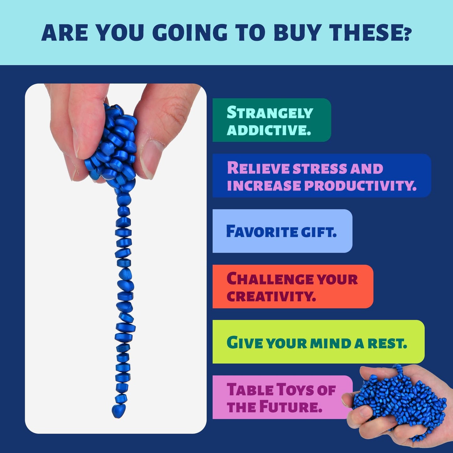 Magnetic Ferrite Putty Rocks,Blue More Than 300 Weak Magnetic Smooth Ferrite Pebbles, Magnet Rock Desk Toys And Time-Killer For