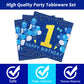 Tevxj 96Pcs Mr Onederful 1St Birthday Tableware Set First Birthday Dinnerware Disposable Plates Birthday Theme Party Plates Napkins Forks For Baby Boy 1St Birthday Party Decorations Supplies 24 Guests