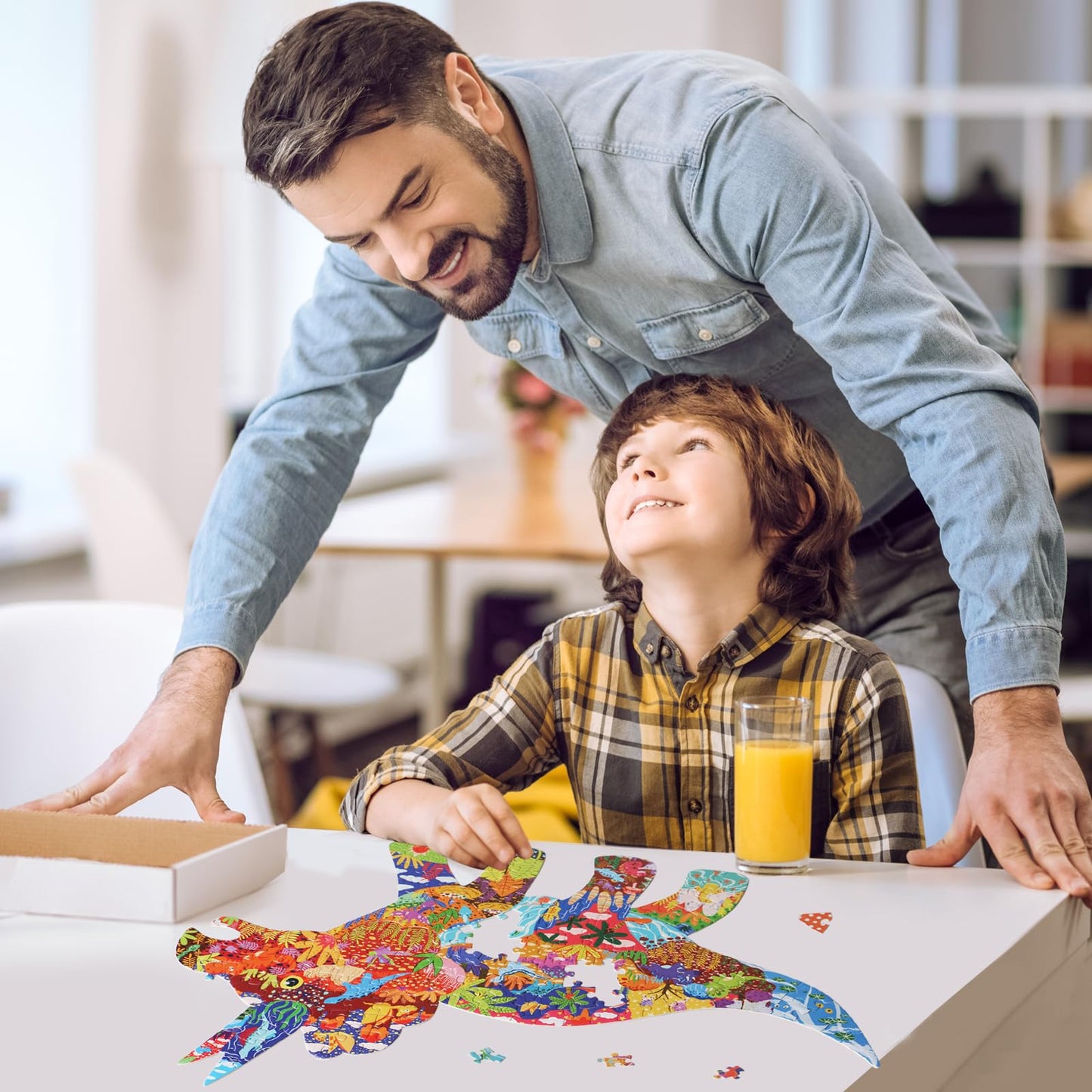 Kids Animal Puzzles, 150 Piece Triceratops Shaped Jigsaw Puzzles For Kids Ages 8,9,10,11,12 Boys And Girls Toy Puzzles, Family Puzzle Games For Children, Kids Educational Puzzle Birthday Gifts