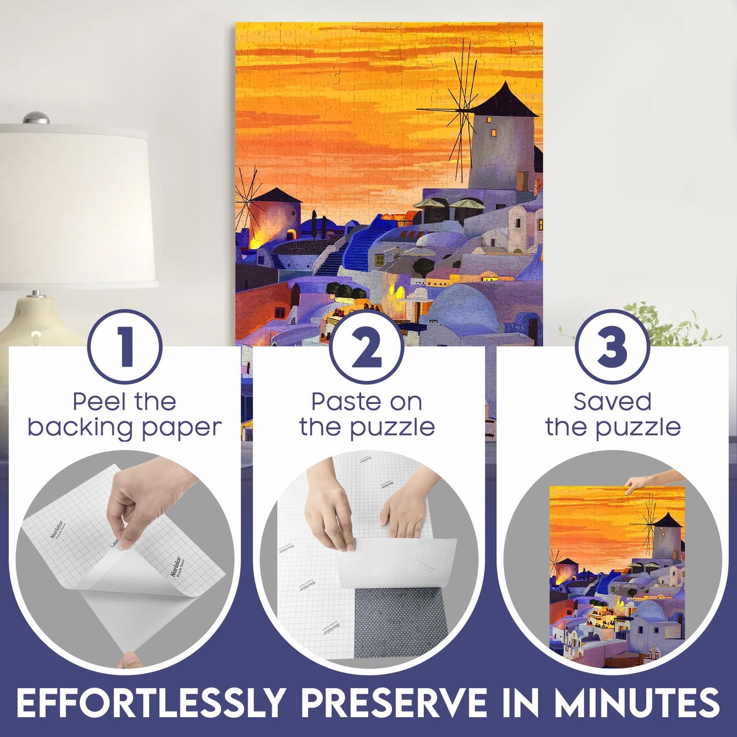 Nariolar Ultra Adhesion Puzzle Glue Sheets, 64 Puzzle Saver Sheets Preserves 8  1000 Pieces Jigsaw Puzzle, Puzzle Saver For Easy
