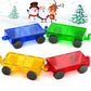 Magnetic Tiles Cars Construction Set, 4 Pcs Magnet Cars Magnetic Building Blocks Cars Toy For Kids Ages 4-8 3-5 Magnet Bricks Truck Kit Educational Sensory Toys Gifts For 3+ Year Old Boys & Girls