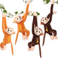 4-Pack 17.8 Hanging Stuffed Monkeys With Hook & Loop Fasteners - Plush Toy Gifts For Teens & Adults, Plush Stuffed Animal Toys Soft Monkey Doll Decoration (Brown, Khaki)