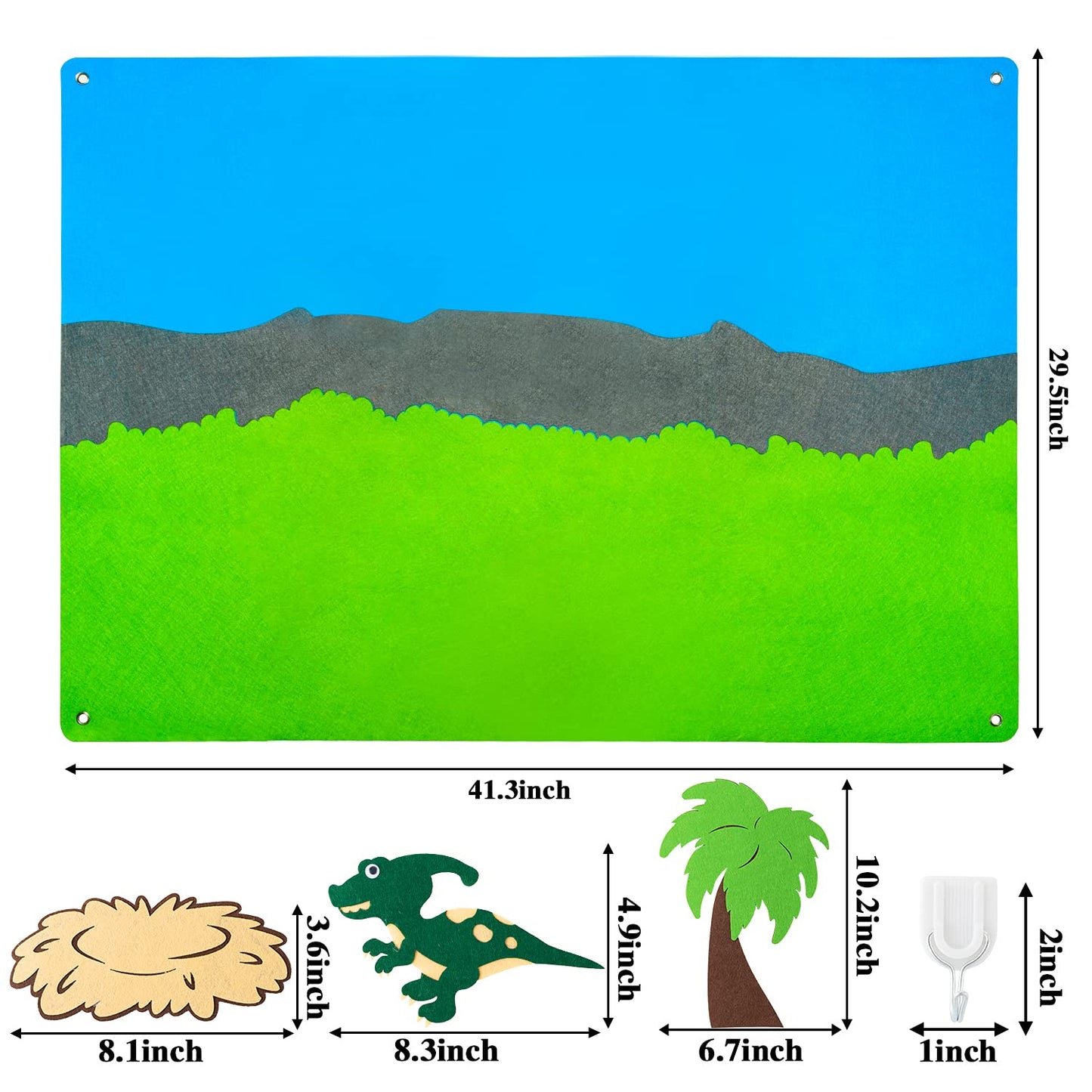 WATINC Dinosaur Felt-Board Stories Set 3.5Ft 37Pcs Preschool Dinosaurs Classification Storytelling Flannel Roar Volcano Ancient