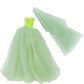 Bjdbus For 11.5 Inch Girl Doll Clothes, Green Trailing Wedding Dress With Veil Dinner Party Gown