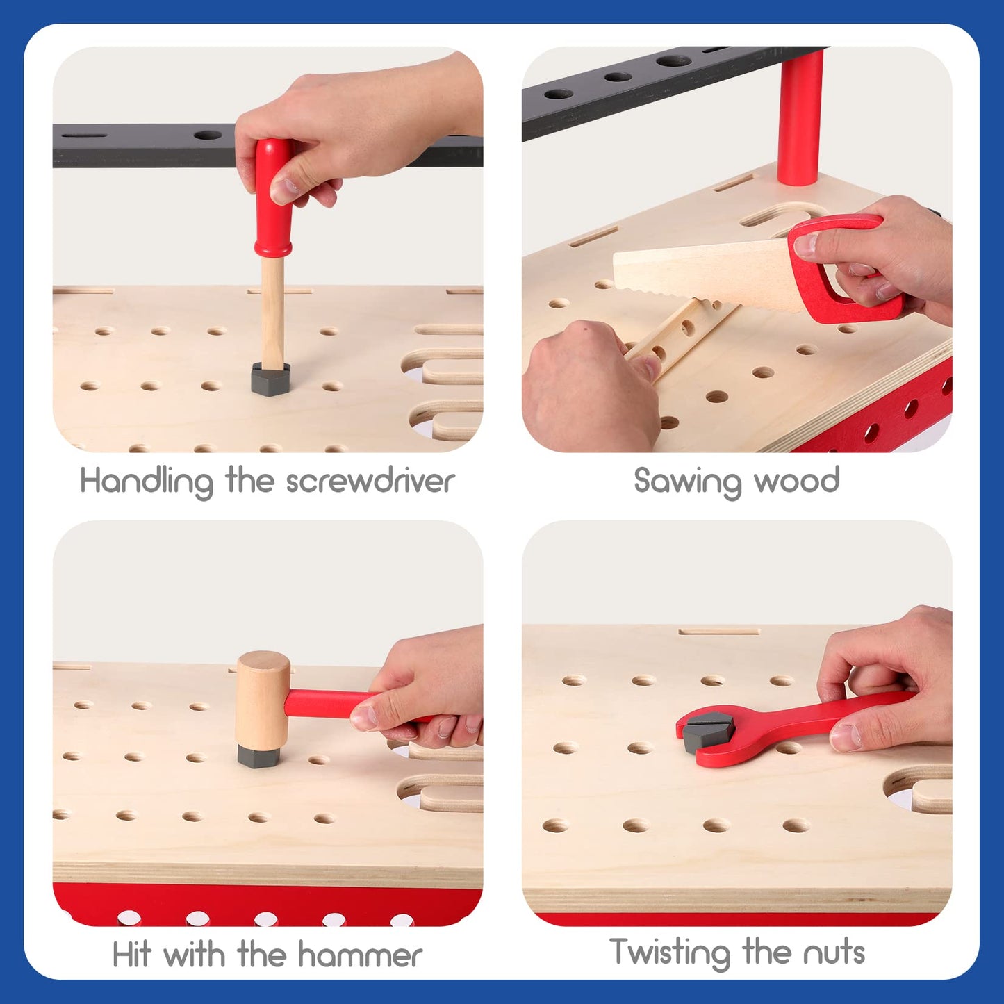 WORKPRO Wooden Workbench Kit Kids Tool Bench, Building Toy Set Creative&Educational Construction Toy, Great Gift for Toddlers 3+