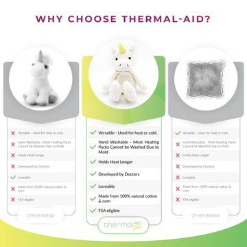 Thermal-Aid Zoo Microwavable Stuffed Animal - Plush Toy And Hot Cold Pack - Juno The Unicorn White