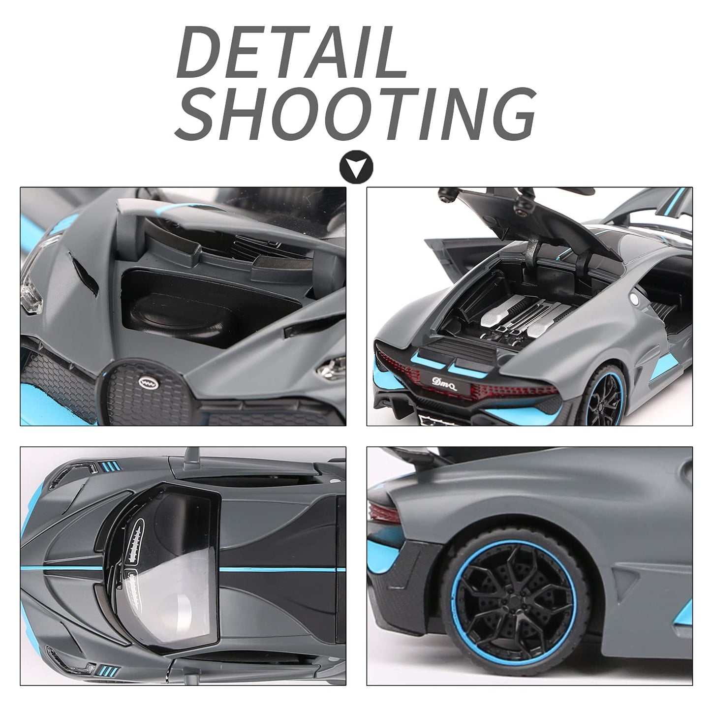 1:32 Bugatti Divo zinc Alloy Pull Back Car Diecast Electronic Toys with Lights and Music,Decorative,Mini Vehicles Toys for Kids,