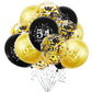 SHUNTAI 54th Birthday Balloons - Gold & Black Latex Confetti, 12 inch, 15 Pieces, 54 Year Old Anniversary Party Decor