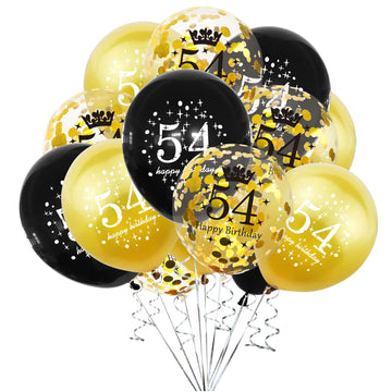 Shuntai 54Th Birthday Balloons Gold And Black 54 Birthday Decorations For Men Women Latex Confetti Balloon 54 Year Old Anniversa