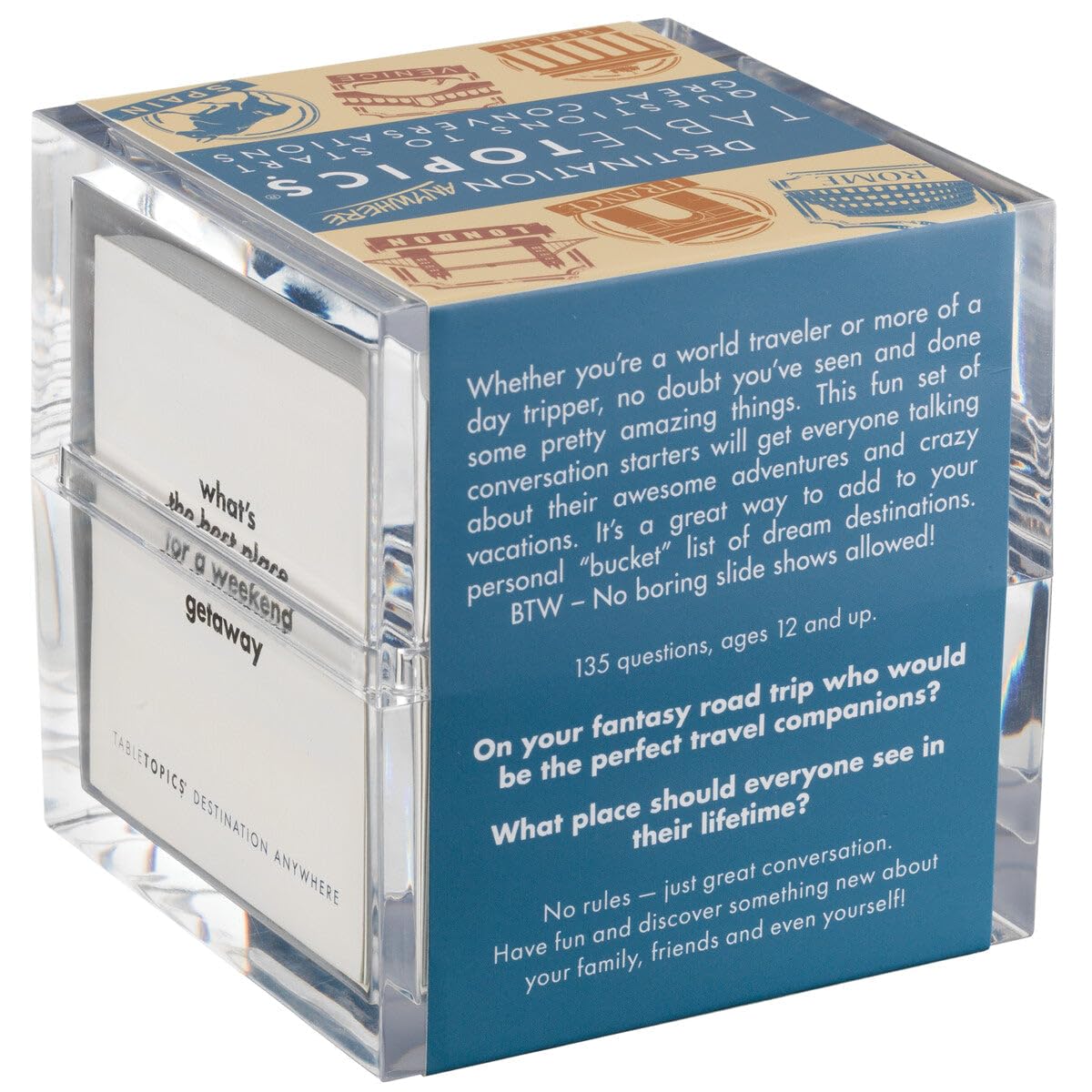 Tabletopics Destination Anywhere - 135 Conversation Cards About Travel & Vacations, Bond Over Similar Experiences & Dream Up Ideas For New Journeys
