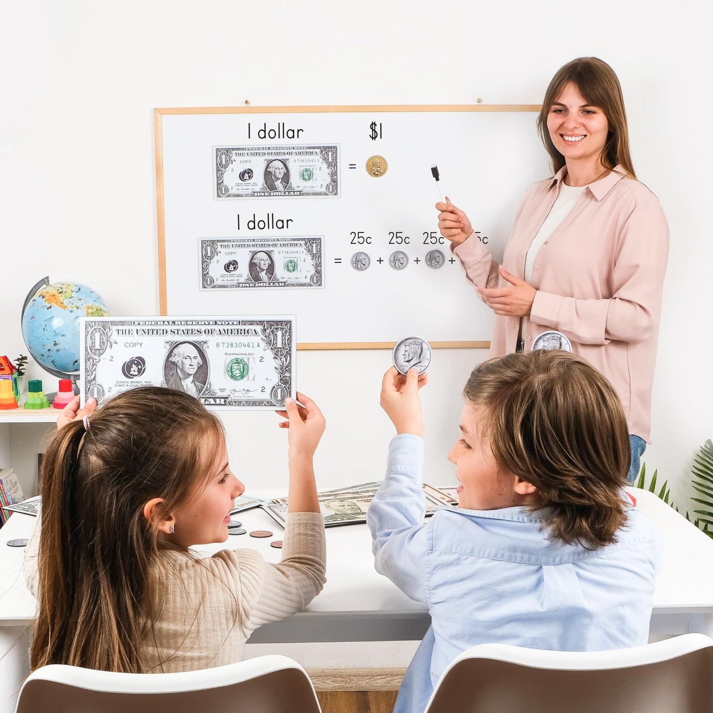Simply magic 57 PCS Jumbo Magnetic Money - Large Play Money for Kids for Learning, Pretend Money for Classroom Teaching, Toy Mon