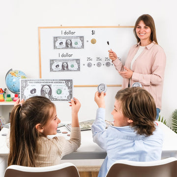 Simply magic 57 PCS Jumbo Magnetic Money - Large Play Money for Kids for Learning, Pretend Money for Classroom Teaching, Toy Mon