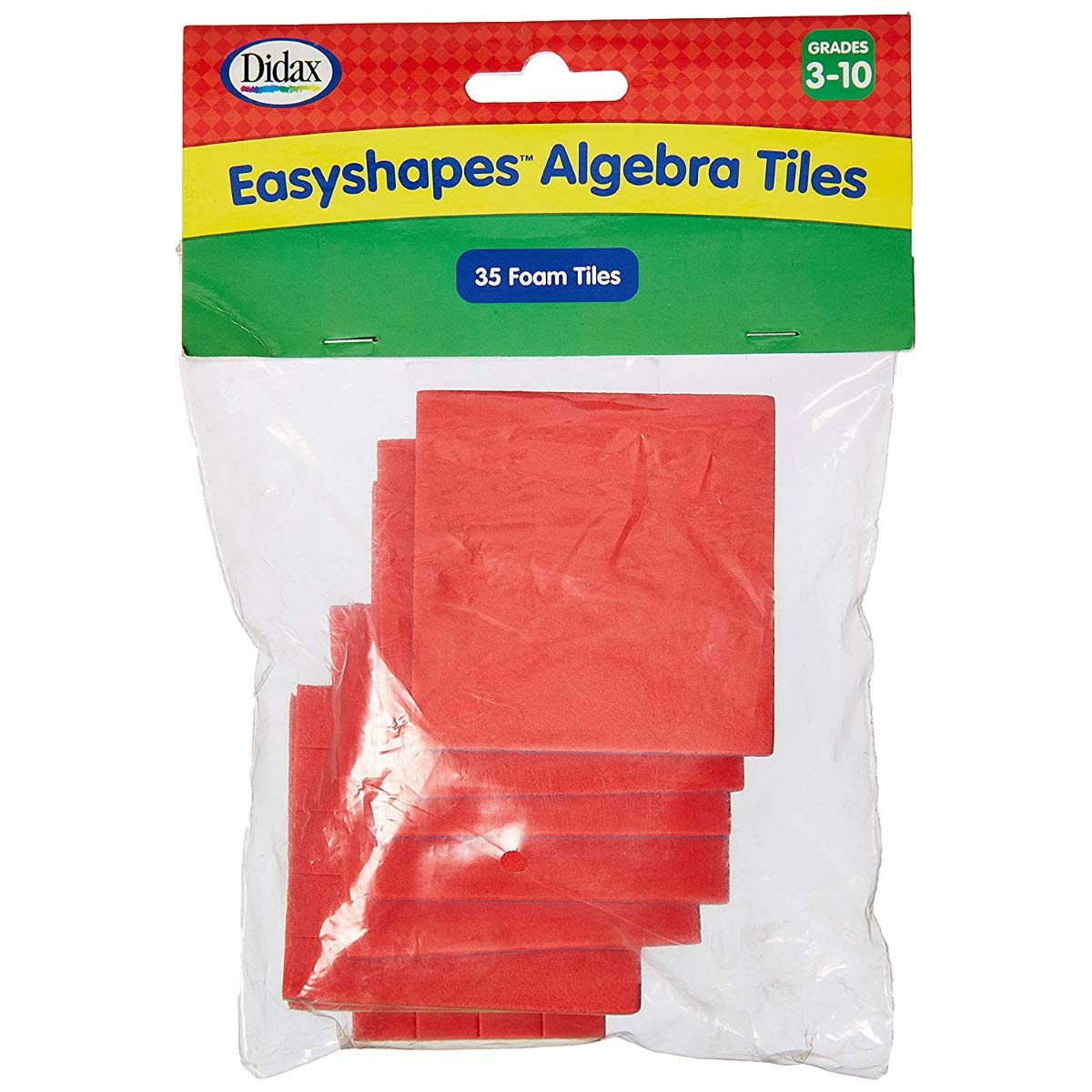 Didax Easyshapes Algebra Tiles, 35 Pieces, Plastic, Small, Red/Yellow/Green/Blue, Model 2-487