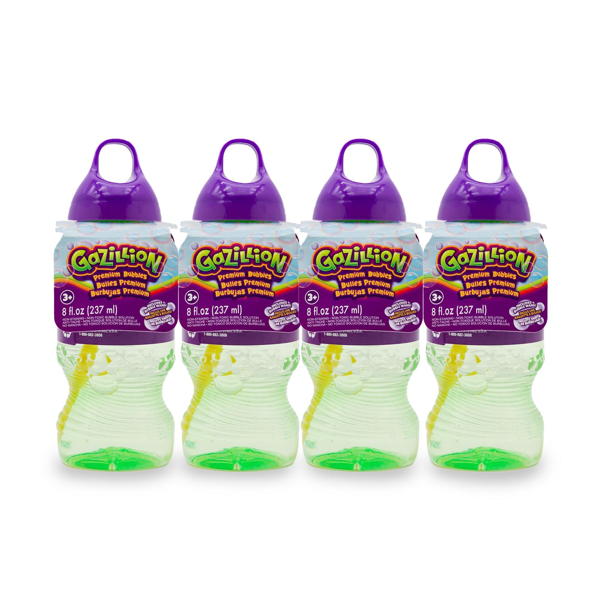 Gazillion 8 Ounce Bubble Solution 4 Pack - Great Bubbles For Kids, Great For Kids Parties, Non-Toxic & Safe