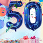 EBAIJQUO 40-Inch Navy Blue Self-Sealing Number 50 Balloons for Birthday & Anniversary Decor, Extra Large Aluminum