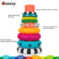 Sassy Stacks of Circles Stacking Ring Toy, 9 Piece Set, Multi, Plastic, for Ages 6+ Months, Model 80795FAAM
