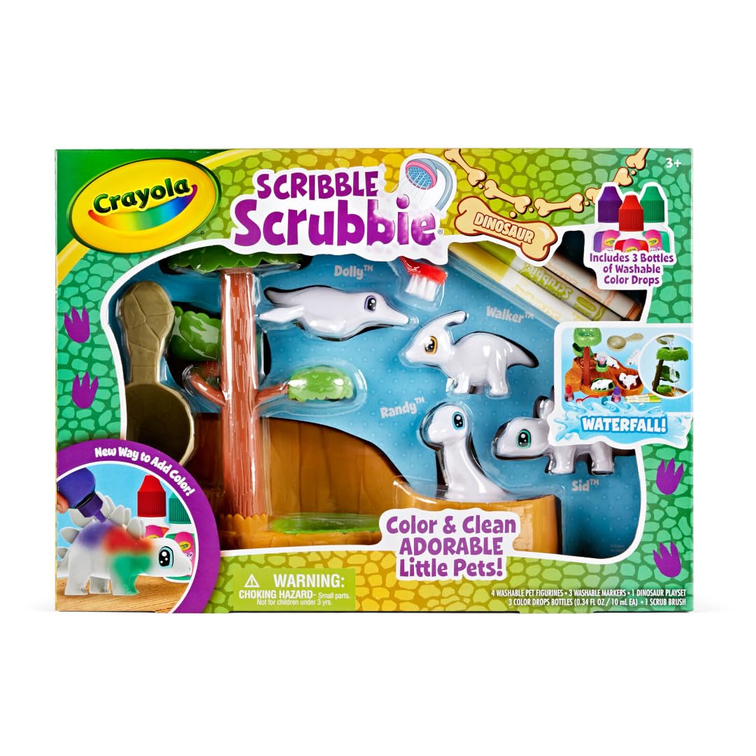 Crayola Scribble Scrubbie Pets Dinosaur Waterslide, Dinosaur Toys for Kids, Pet Grooming Toy, for Boys & Girls, Ages 3+