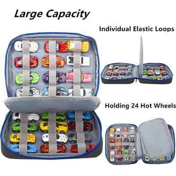 Kislane 24 Toy Cars Storage For Toy Cars, Storage Case Compatible With 24 Toy Cars, Matchbox Cars, Mini Toys, Toy Cars Storage For Kids, Bag Only (Black)